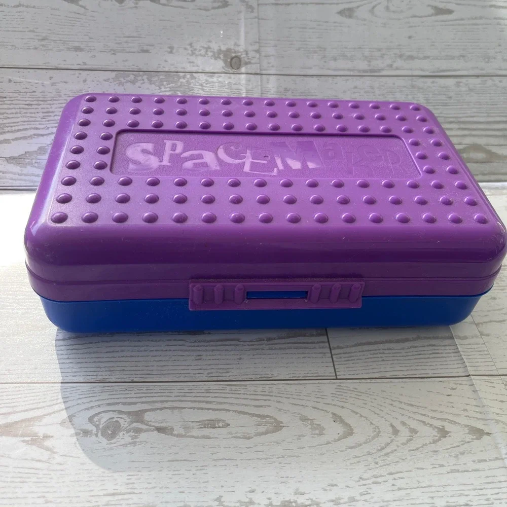 Vintage‎ SpaceMaker Pencil Box Purple Blue 90s Retro School Supply Newell 1996